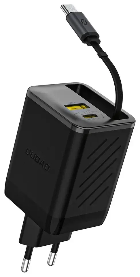 Dudao A67EU kelioninis įkroviklis | 67W | PD, QC, GaN | USB-A, USB-C | su USB-C laidu komplekte | juodas