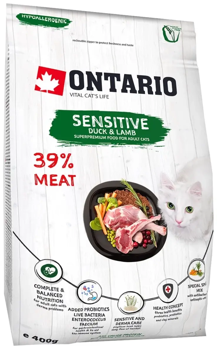 Sausā barība kaķiem - Ontario Cat Sensitive Derma, 400 gr