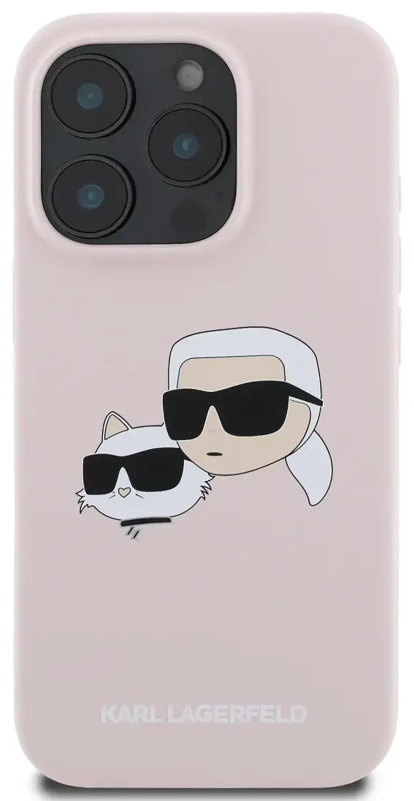 Karl Lagerfeld Liquid Silicone Double Heads MagSafe Case for iPhone 16 Pro Max Pink
