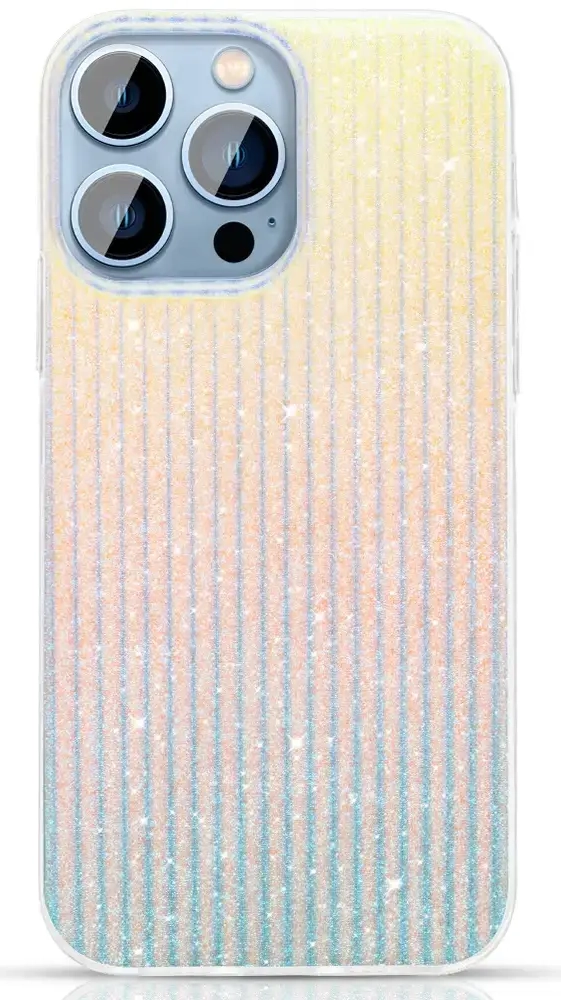 Kingxbar Travel Series luxurious elegant case for iPhone 13 Pro blue-orange (Clouds)