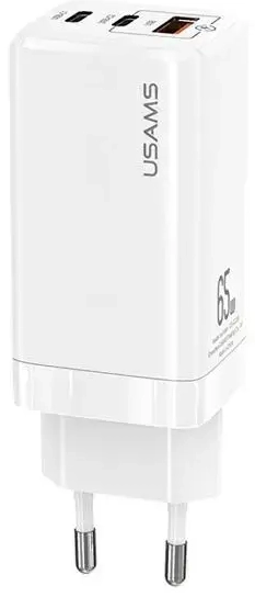 USAMS CC110TC02 tīkla lādētājs | 65W | QC | USB-C, USB-A | balts