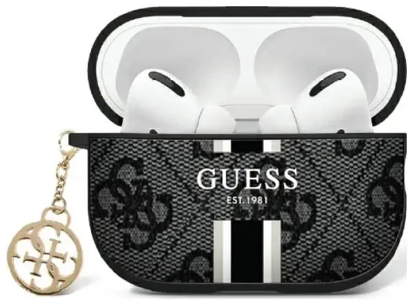 Guess GUA2P4RPSK AirPods 1|2 cover        czarny|black 4G Printed Stripes Charm