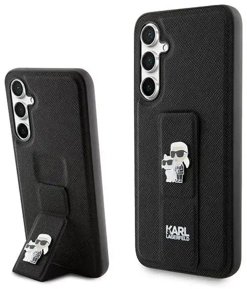 Karl Lagerfeld KLHCS23FEGSAKCPK S23 FE S711 czarny|black hardcase Gripstand Saffiano Karl&Choupette Pins