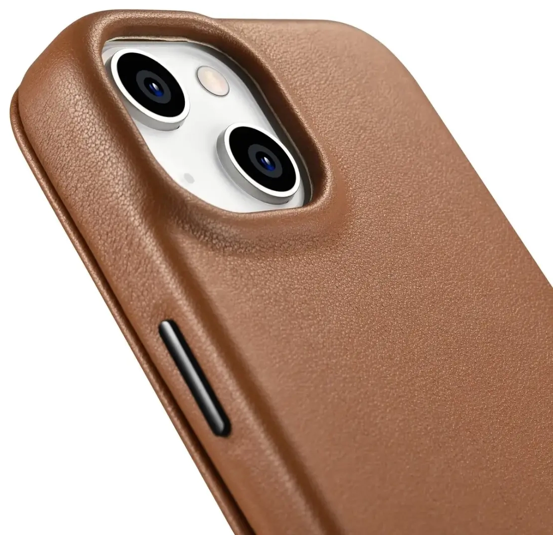 iCarer CE Premium Leather Folio Case iPhone 14 Plus Magnetic Flip Leather Folio Case MagSafe Brown (WMI14220715-BN)