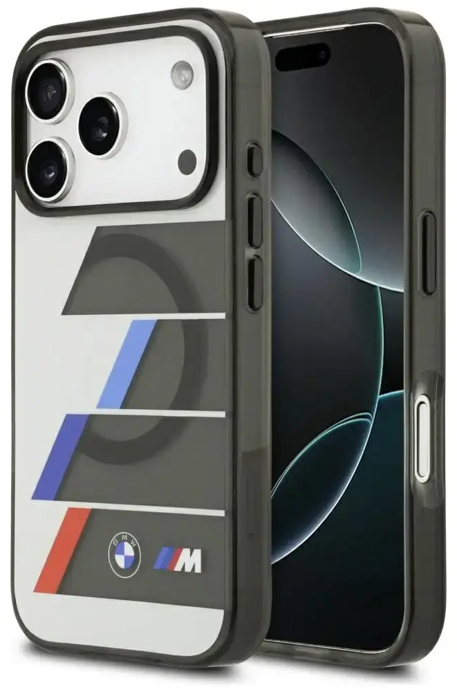 BMW M IML Metal Buttons Tricolor Lines MagSafe Case for iPhone 17 Pro Max Anthracite