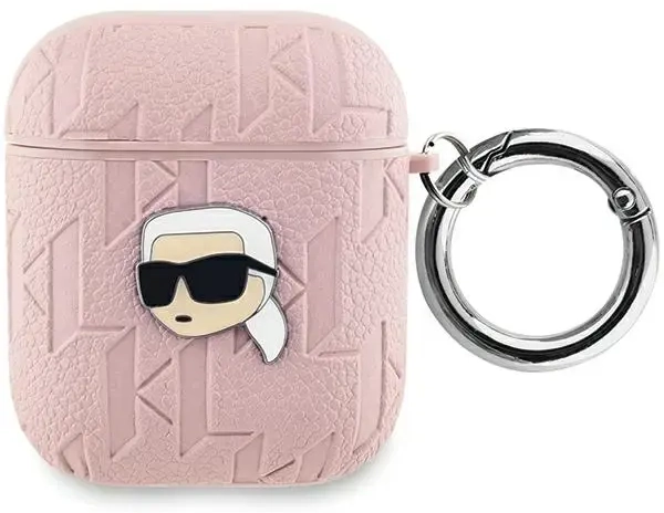 Karl Lagerfeld KLA2PGKIPP AirPods 1|2 cover różowy|pink Monogram Karl Head