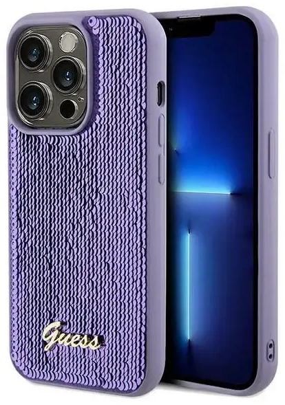Guess GUHCP13LPSFDGSUiPhone 13 Pro | 13 6.1" fioletowy|purple hardcase Sequin Script Metal