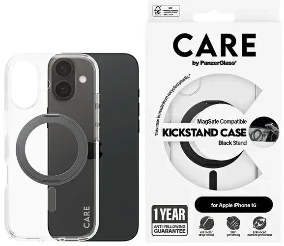 CARE by PanzerGlass Feature Kickstand Case iPhone 16 6,1" czarny|black MagSafe 1321