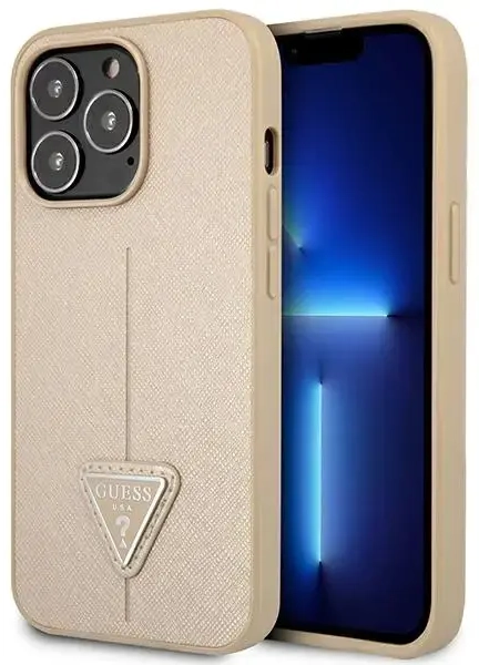 Guess GUHCP14XPSATLE iPhone 14 Pro Max 6,7" beżowy|beige hardcase SaffianoTriangle Logo