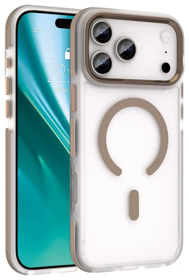 Etteri Icy Mag phone case with MagSafe support for iPhone 17 Pro Max gold