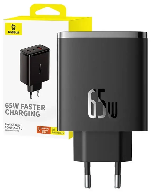 Baseus OS-Cube Pro tīkla lādētājs | 65W | USB-C, USB-A | melns