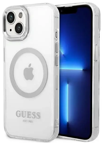 Guess GUHMP14MHTRMS iPhone 14 Plus 6,7" srebrny|silver hard case Metal Outline Magsafe