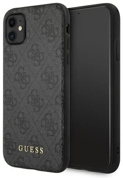 Guess GUHCN61G4GFGR iPhone 11 6,1" szary|grey hard case 4G Metal Gold Logo