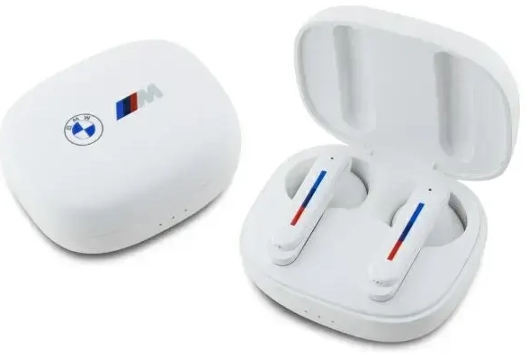 BMW słuchawki Bluetooth BMBEMIATP20LOH    TWS + stacja dokująca biały|white Printed Logos