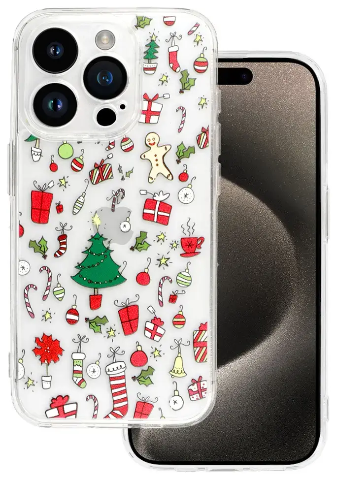 TEL PROTECT Christmas Clear telefono dėklas iPhone 15 Pro Max skaidrus (dizainas 2)