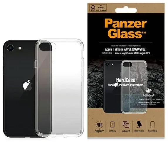 PanzerGlass HardCase iPhone SE 2022 | SE 2020 | 7 | 8 Antibacterial Military grade Tangerine transparent 0377
