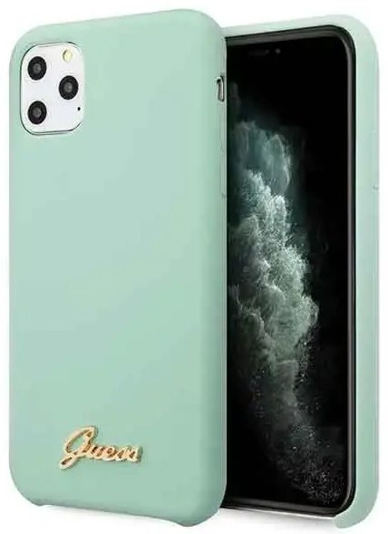 Guess GUHCN58LSLMGG iPhone 11 Pro zielony|green hard case Silicone Vintage Gold Logo