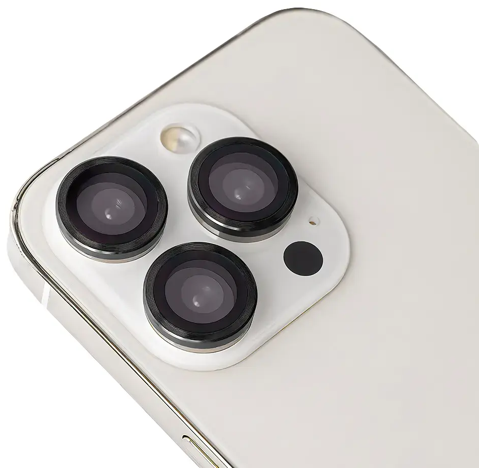 Set of lens glasses for iPhone 16 Pro Max 6,9" black frame (3szt)