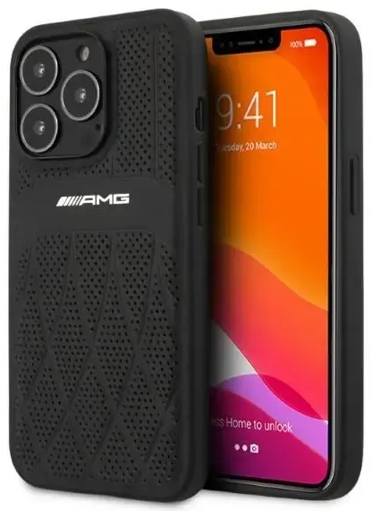 AMG AMHCP13XOSDBK iPhone 13 Pro Max 6,7" czarny|black hardcase Leather Curved Lines
