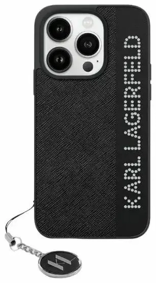 Karl Lagerfeld KLHCP15LPSAKDGCK iPhone 15 Pro 6.1" czarny|black hardcase Saffiano Rhinestones & Charm