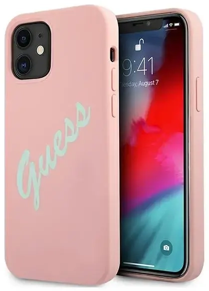 Guess GUHCP12SLSVSPG iPhone 12 mini 5,4" różowo zielony|green pink hardcase Silicone Vintage