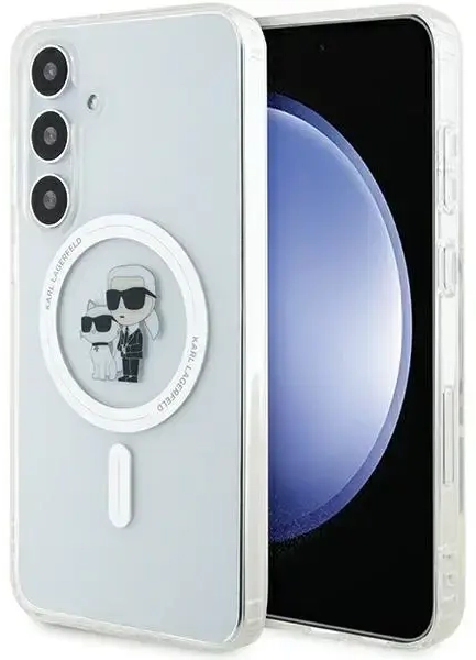 Original Pouch KARL LAGERFELD hardcase IML Karl&Choupette MagSafe KLHMS24SHGKCNOT for Samsung Galaxy S24 transparent