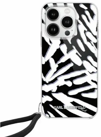 Karl Lagerfeld KLHCP15XHZBPKCCK iPhone 15 Pro Max 6.7" czarny|black hardcase IML Zebra Pattern & Cord