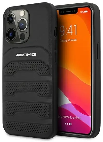 AMG AMHCP13XGSEBK iPhone 13 Pro Max 6,7" czarny|black hardcase Leather Debossed Lines