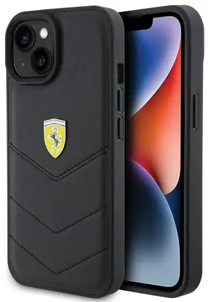 Ferrari FEHCP15SRDUK iPhone 15 6.1" czarny|black hardcase Quilted Metal Logo