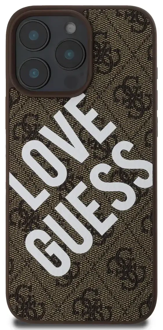 Guess PU Leather 4G Big Love Logo MagSafe Case for iPhone 16 Pro Max Brown