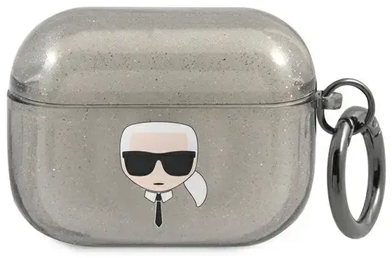 Karl Lagerfeld KLAPUKHGK AirPods Pro cover czarny|black Glitter Karl`s Head
