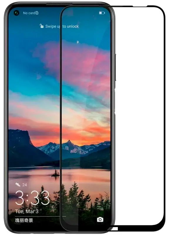 Tempered Glass 9D Aizsargstikls Pilnam Ekrānam Huawei P40 Lite Melns