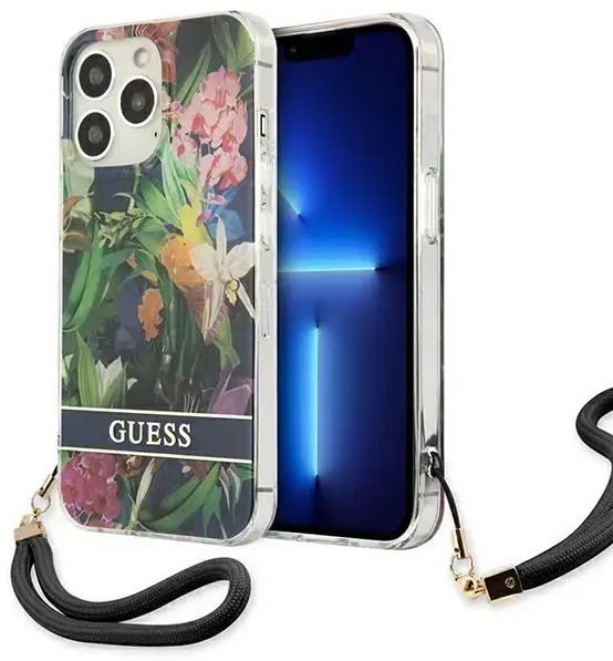 Guess GUHCP13LHFLSB iPhone 13 Pro | 13 6,1" niebieski|blue hardcase Flower Strap