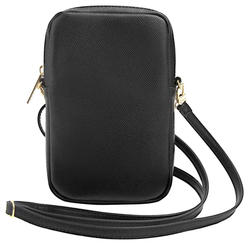 Guess PU Grained 4G Metal Logo Wallet Phone Bag Zipper Black