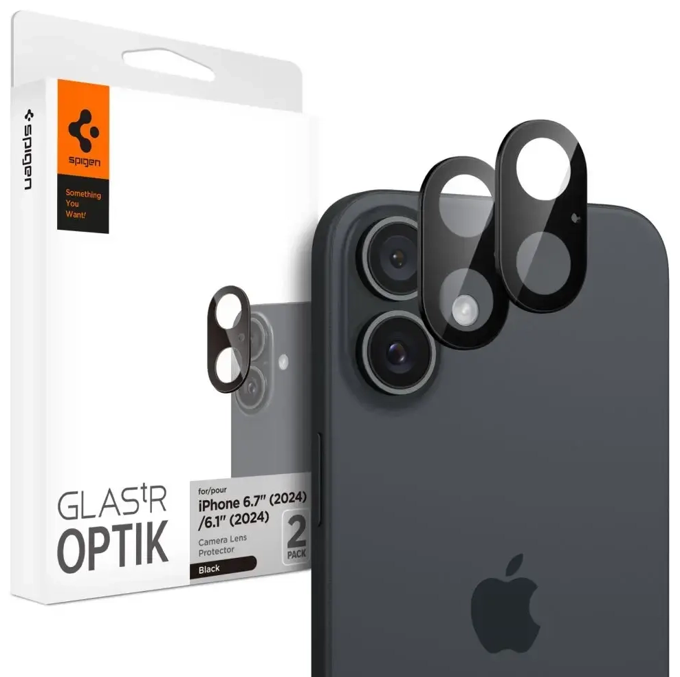 Spigen Optik GLAS.TR Camera Protector 2-PACK for iPhone 16 | 16 PLUS - Black