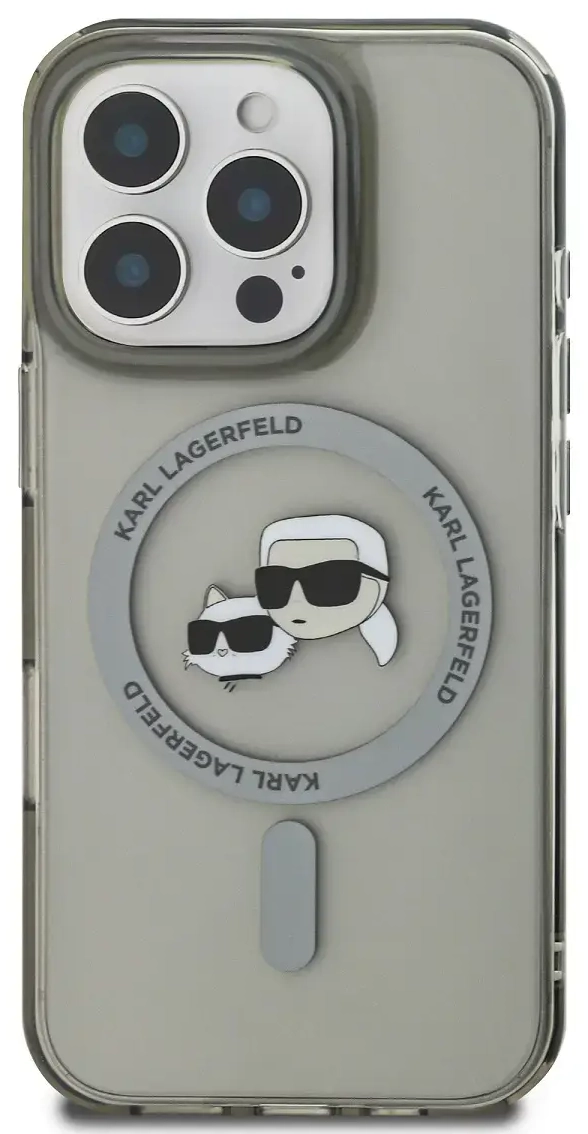 Karl Lagerfeld case for iPhone 16 Pro 6,3" KLHMP16LHLSKCK black Hard IML Metal Karl&Choupette Head MagSafe