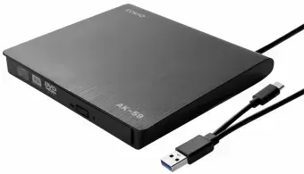 Väline ketasajam Savio External Slim drive CD|DVD R| RW – USB-C| USB-A