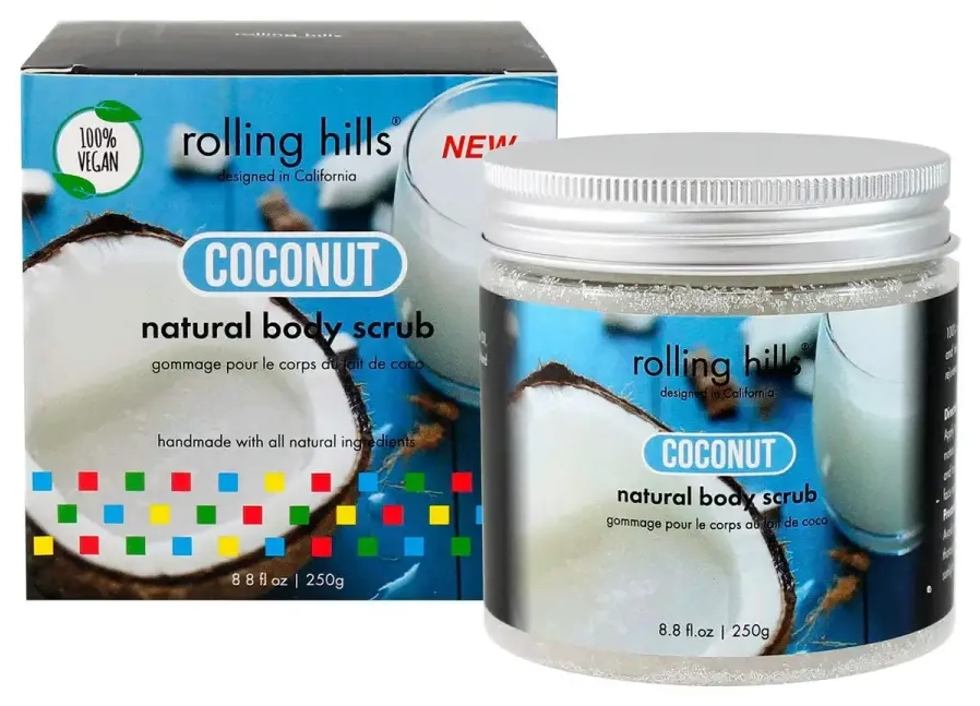 Rolling Hills, kookos, ebapuhtusi eemaldav kehakoorija, 250 g
