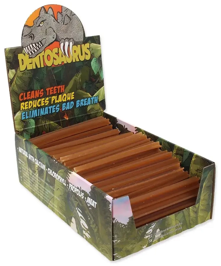 Gardums suņiem – Mr. Dental display dentosaurus stick with propolis M 12 cm 80 gab