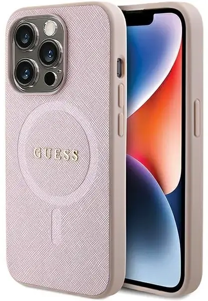 Guess GUHMP15LPSAHMCP iPhone 15 Pro 6.1" różowy|pink hardcase Saffiano MagSafe