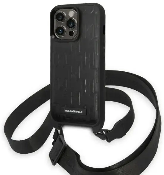 Karl Lagerfeld Monogram Crossbody Case for iPhone 14 Pro Black