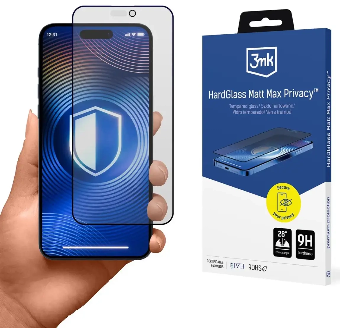 3mk Hardglass Matt Max privacy tempered glass for phone iPhone 15 | iPhone 16 (privacy effect)