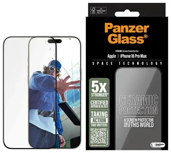 PanzerGlass Ceramic Screen Protector iPhone 16 Pro Max 6.9" Ultra-Wide Fit 2856