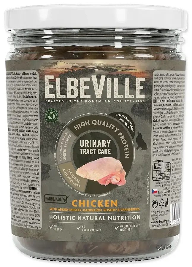 Konservid koertele – ElbeVille Urinary Tract Care, Chicken with Parsley, Dandelion and Cranberries, 440 ml