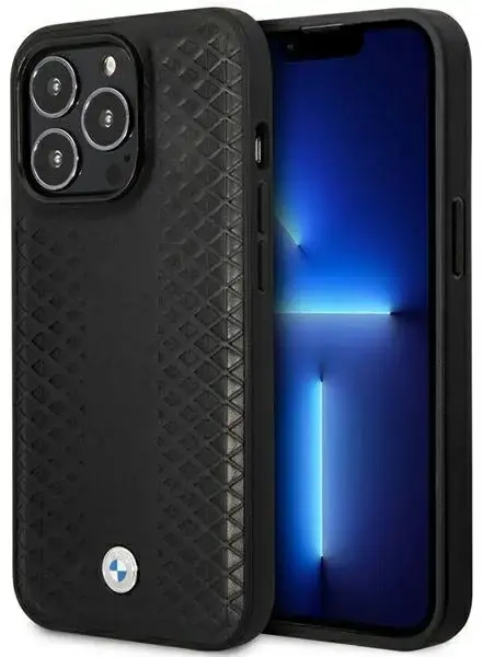 Etui BMW BMHMP14X22RFGK iPhone 14 Pro Max 6,7" czarny|black Leather Diamond Pattern MagSafe
