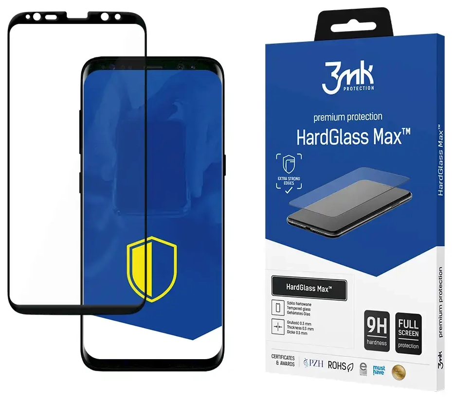 3mk HardGlass Max grūdintas apsauginis stiklas telefonui Samsung Galaxy S8 (G950) | S9 (G960) su montavimo rėmeliu