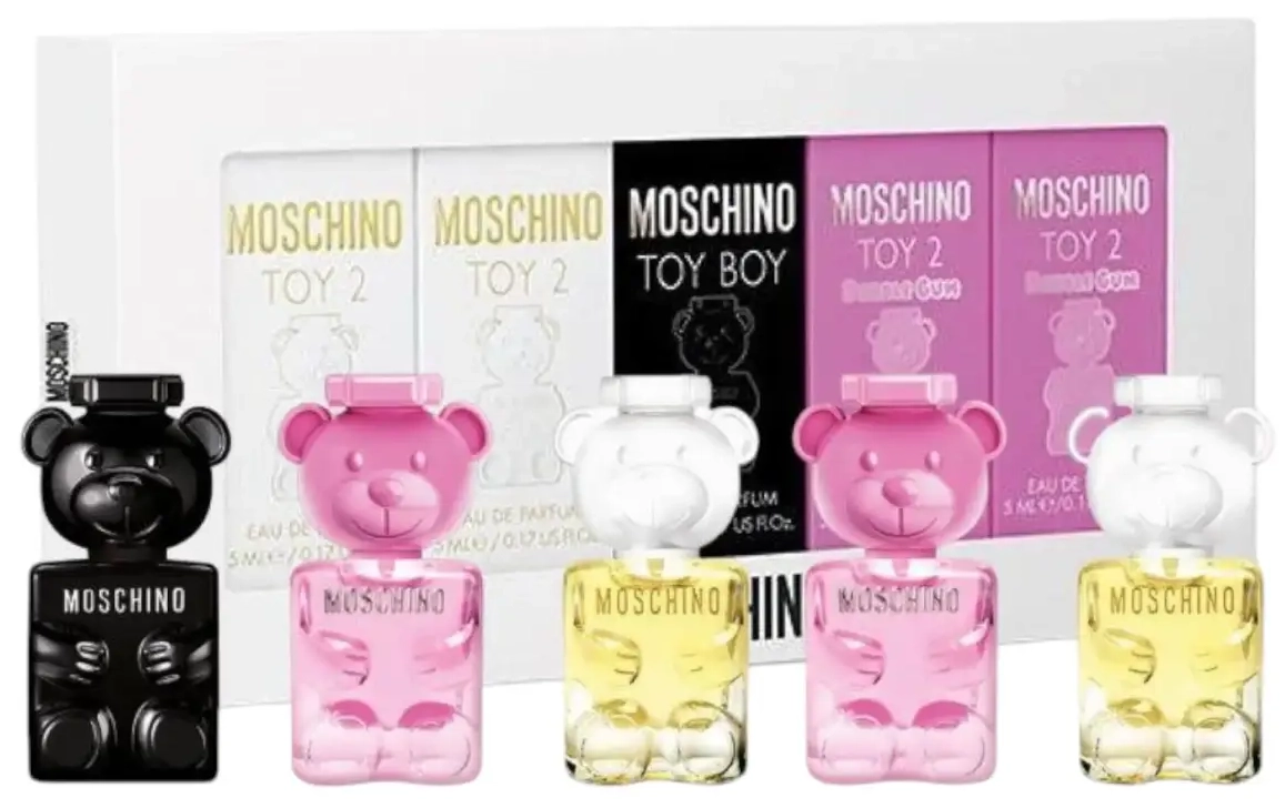 Set Moschino: Toy 2 Bubble Gum, Eau De Parfum, Unisex, 2 pcs, 5 ml + Toy 2, Eau De Parfum, Unisex, 2 pcs, 5 ml + Toy Boy, Eau De Parfum, Unisex, 5 ml