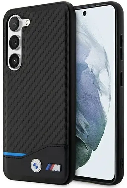 BMW M PU Carbon Blue Line Case for Samsung Galaxy S23+ Black