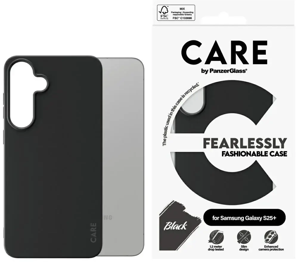 CARE by PanzerGlass Fashion ümbris Samsung Galaxy S25+ jaoks, must