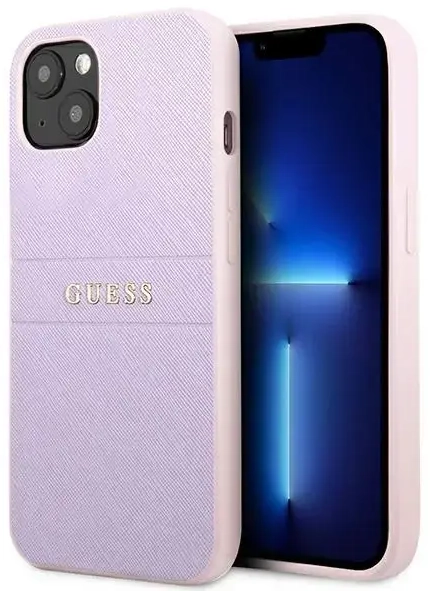 Guess GUHCP13SPSASBPU iPhone 13 mini 5,4" fioletowy|purple Saffiano Hot Stamp & Metal Logo